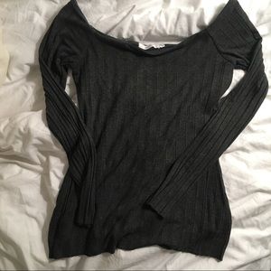 Dark Gray Off-Shoulder Top